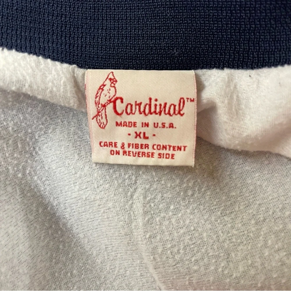 Vintage Cardinal Made In The USA Blue Satin Snap Front Bomber Jacket XL
